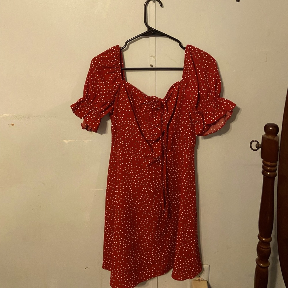 Red polka dot dress